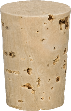 Holzstrukturierte, zylindrische Tischdeko.