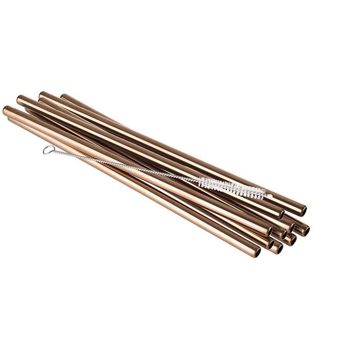 Metallstrohhalme mit Reinigungsbürste.