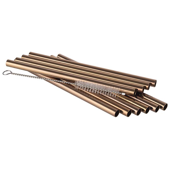 Metallstrohhalme mit Reinigungsbürste.