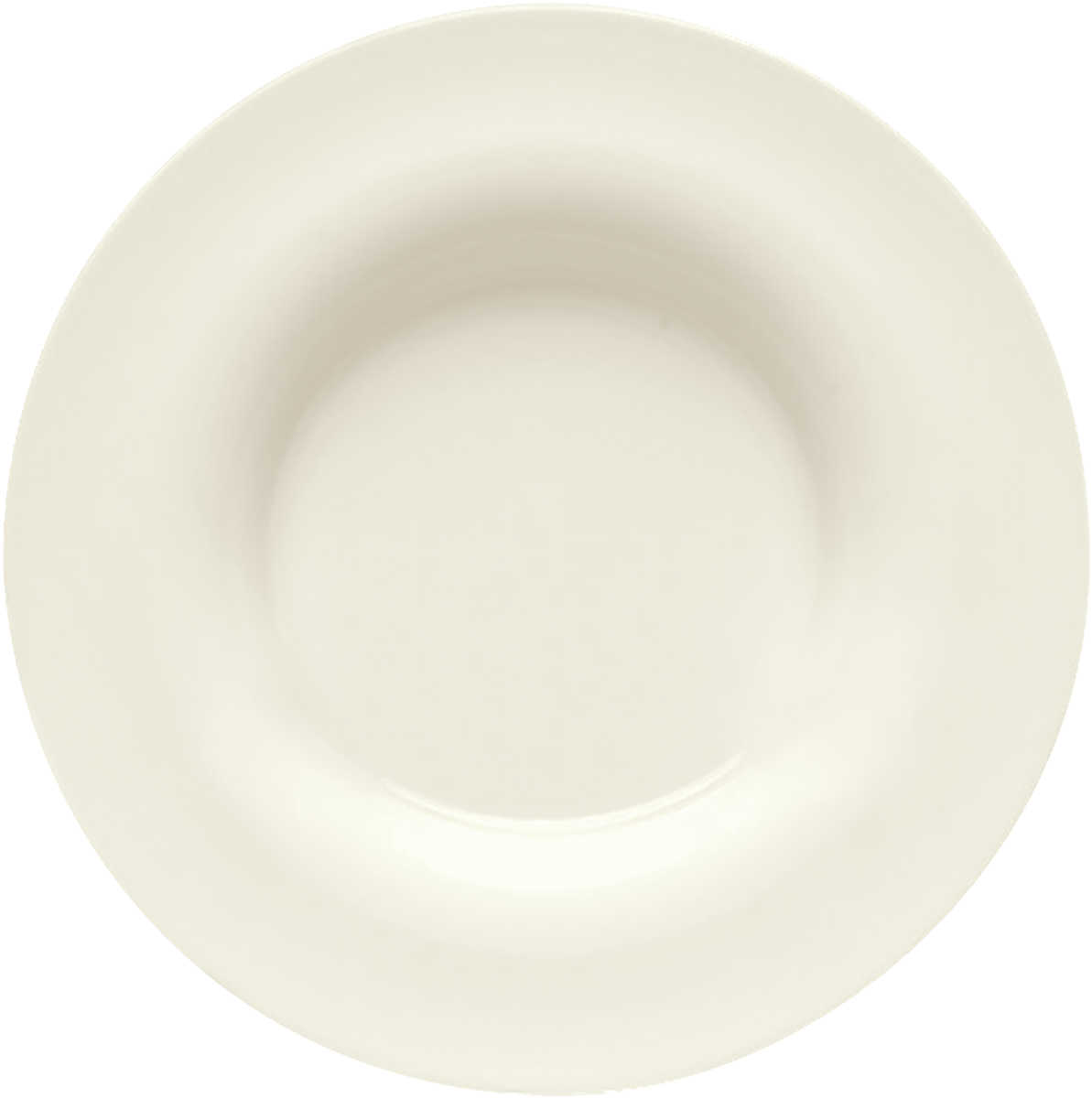 Weißer, tiefer Teller, schlichtes Design.