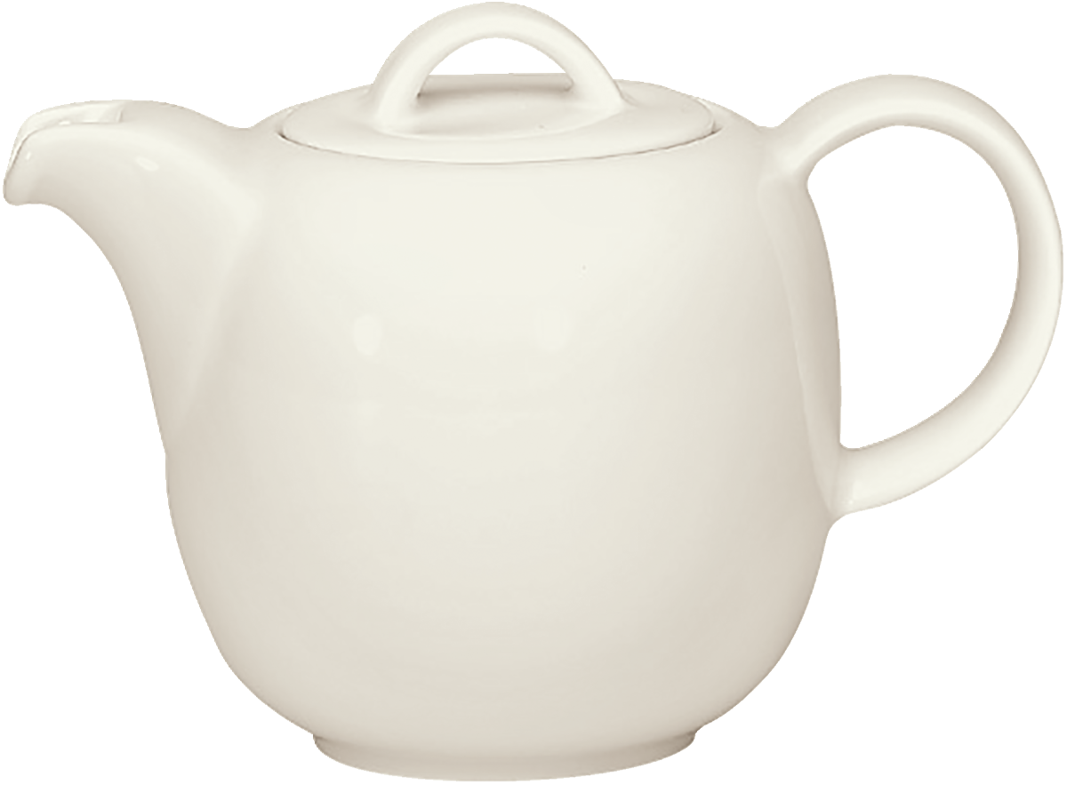 Weiße Teekanne mit Deckel.