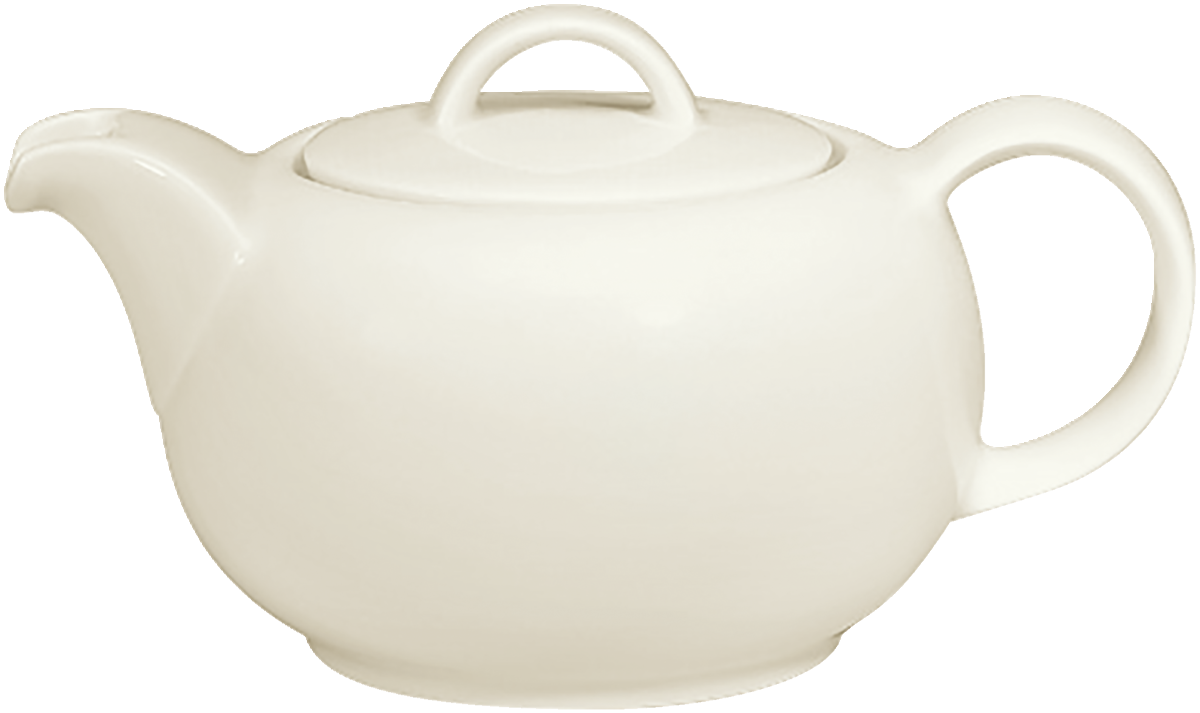 Weiße Teekanne mit Deckel.