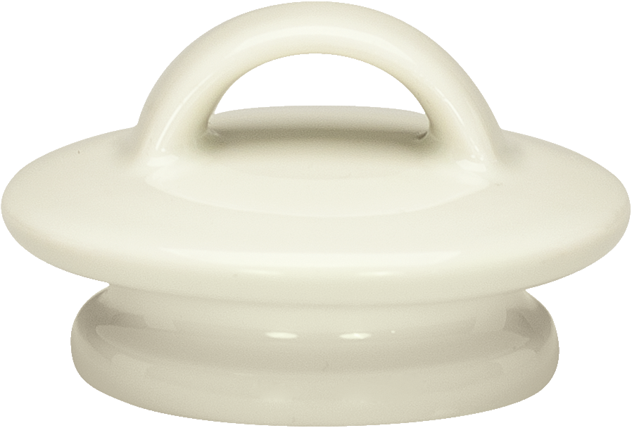 Porzellandeckel mit Griff, weiß.