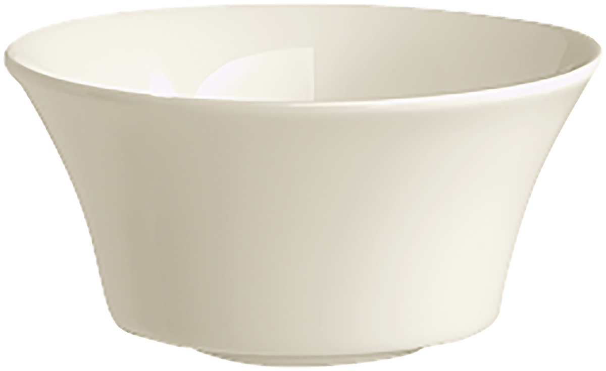 Weiße Porzellanschale, konische Form.