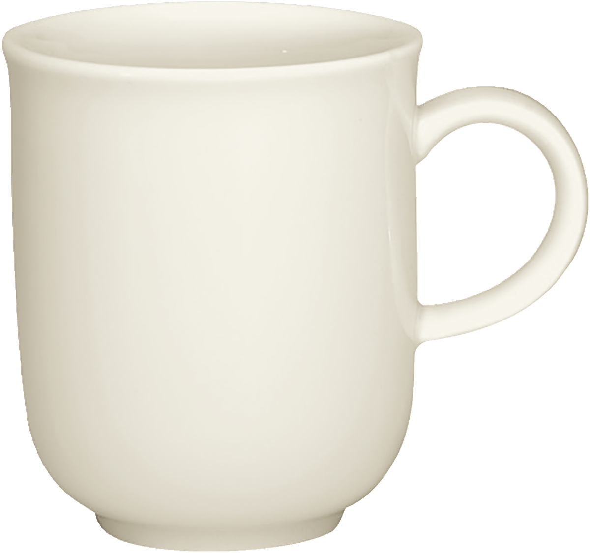 Weiße Tasse mit Henkel.