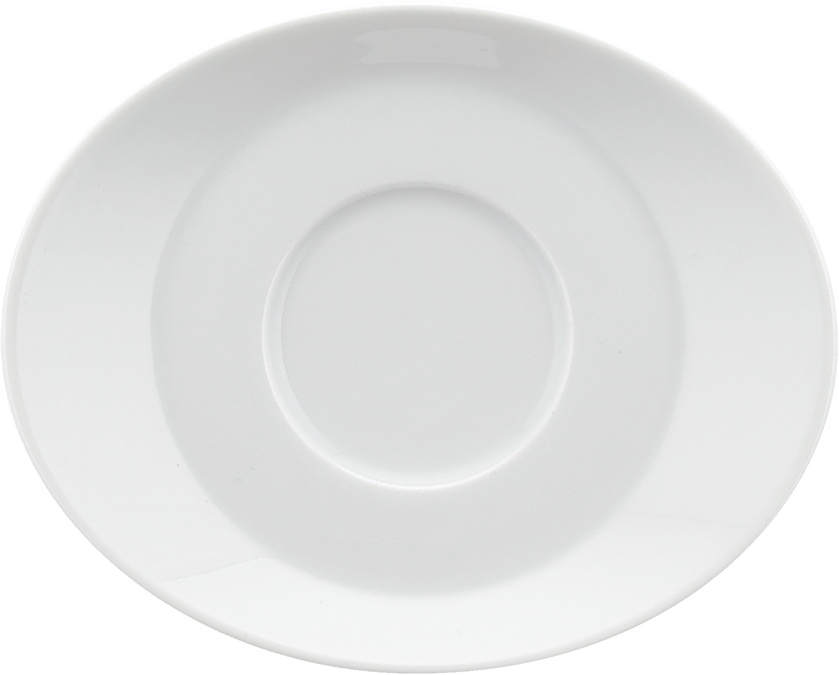 Weiße Untertasse aus Porzellan.