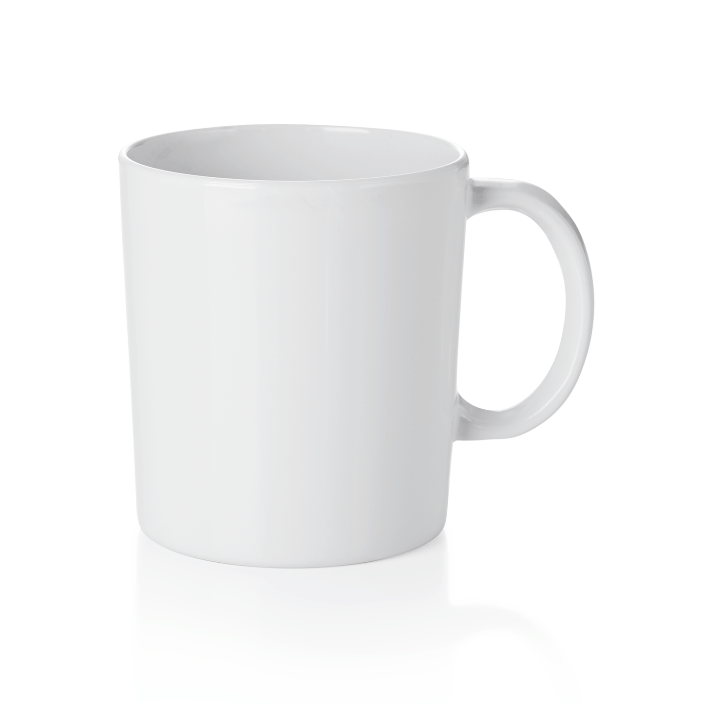 Weiße Tasse auf weißem Hintergrund.