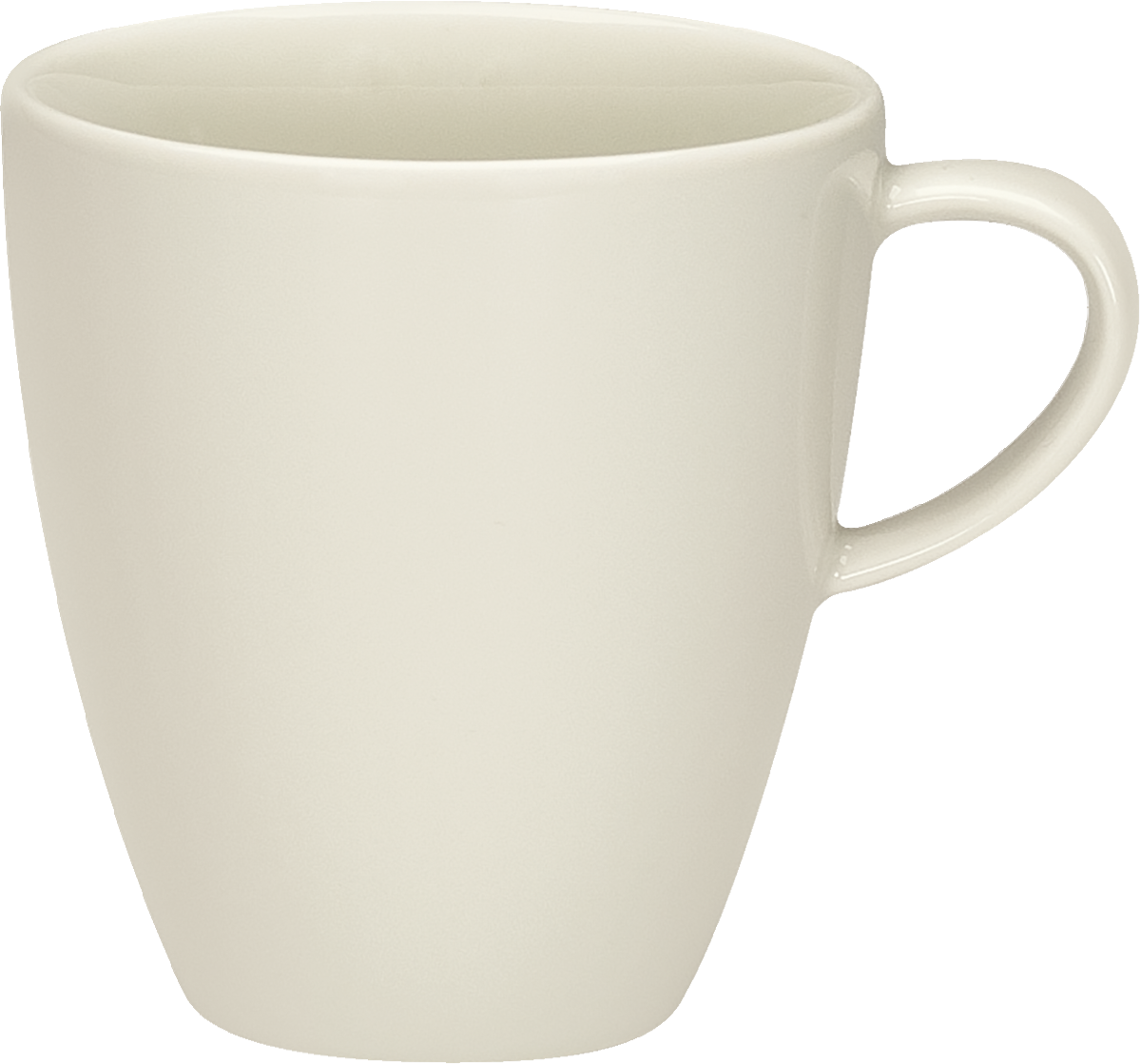 Weiße Tasse mit Henkel.