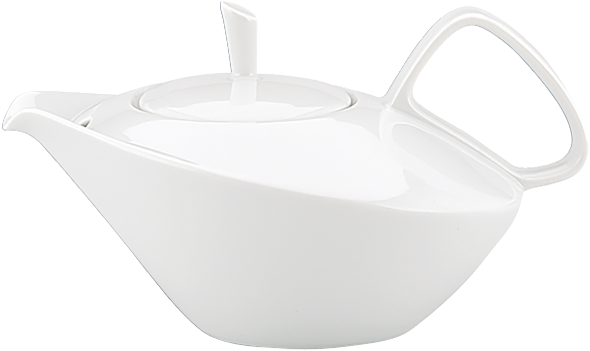 Weiße Teekanne mit modernem Design.