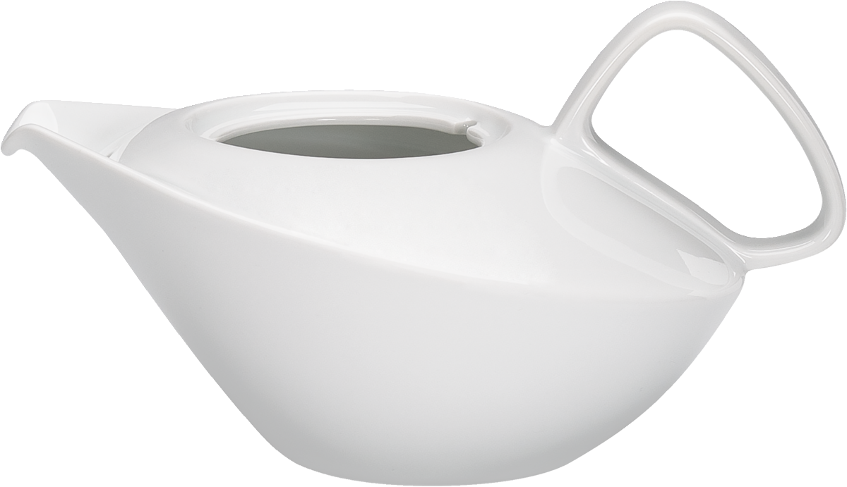 Weiße Teekanne mit modernem Design.