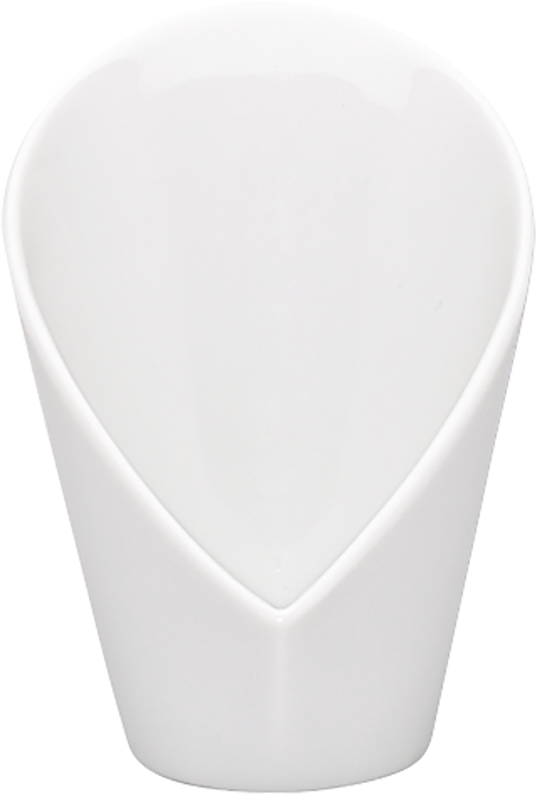 Weißer Porzellanbehälter, konische Form.