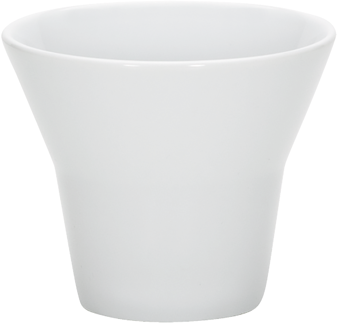 Weiße Porzellanschale, konische Form.