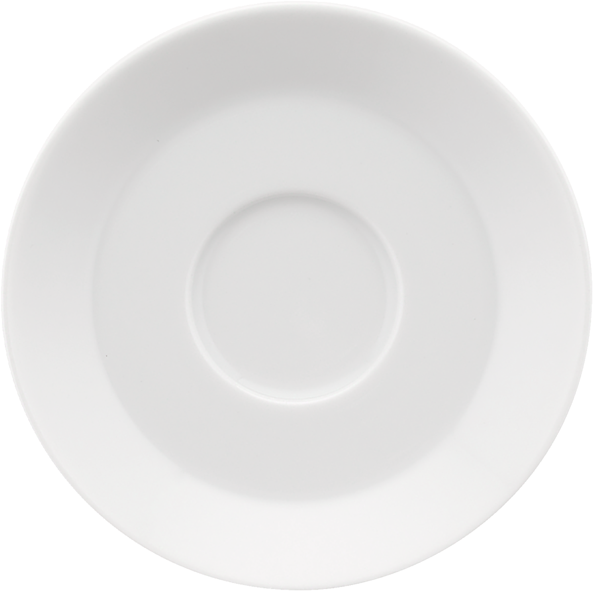 Weiße Untertasse, schlichtes Design.