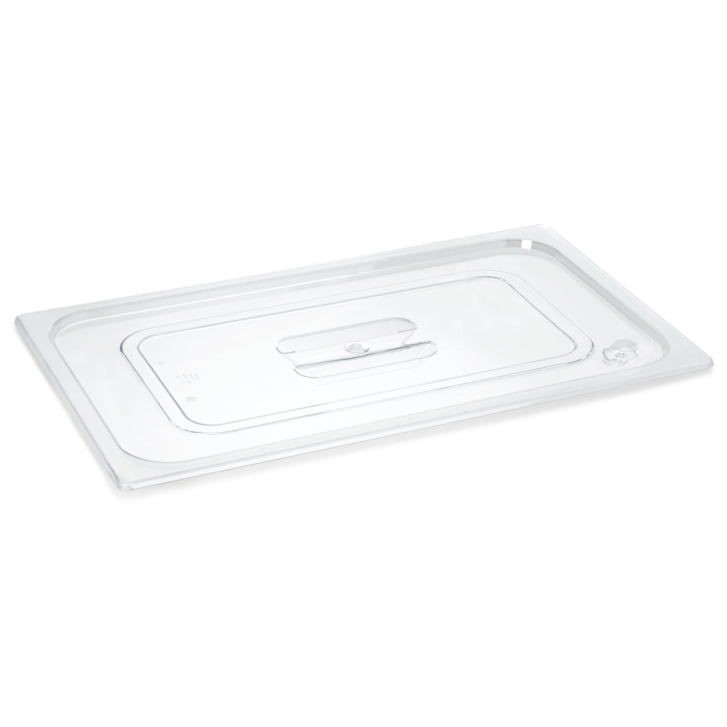 Transparenter GN-Behälterdeckel aus Kunststoff.