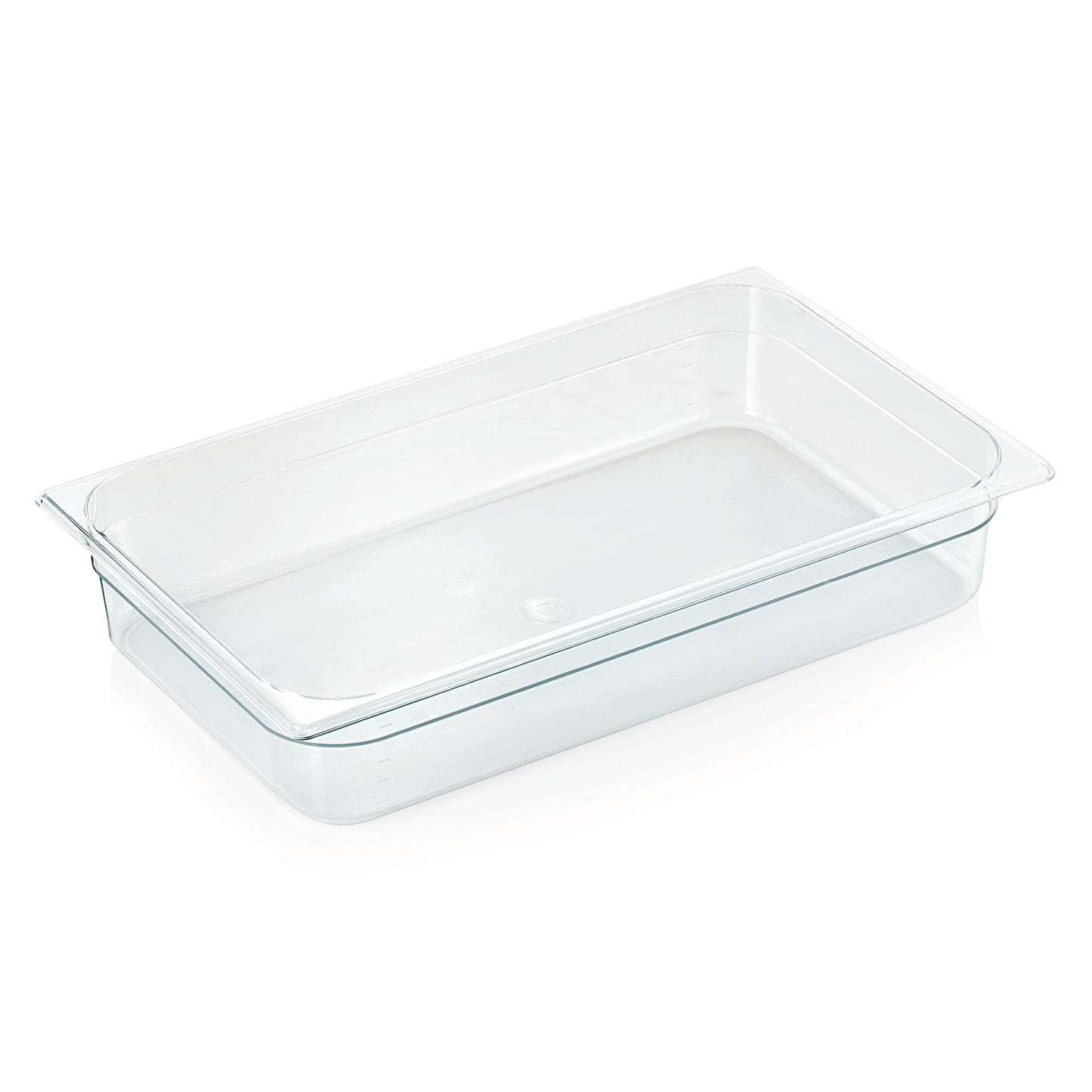 Transparente GN-Behälter aus Kunststoff.