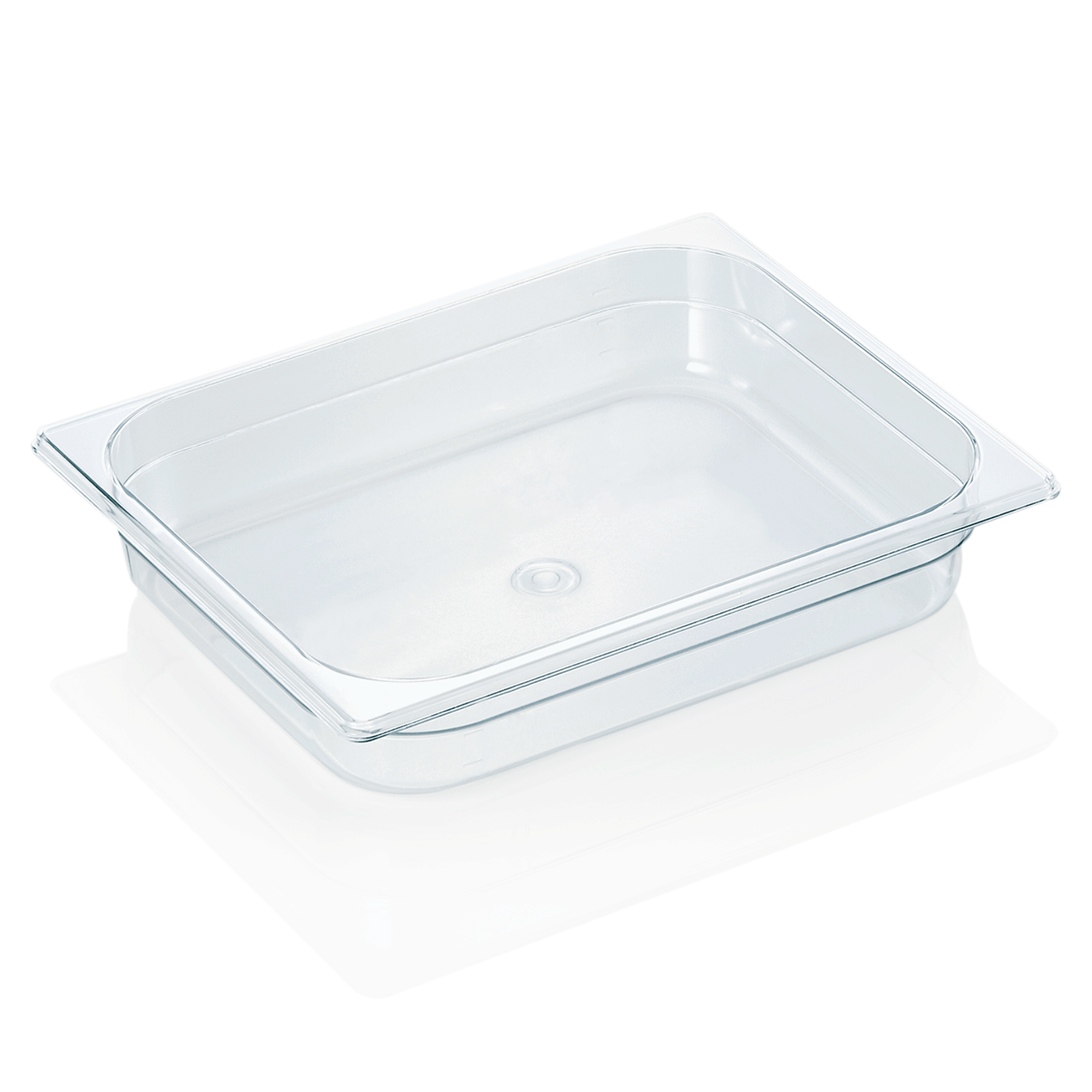 Transparente GN-Behälter aus Kunststoff.