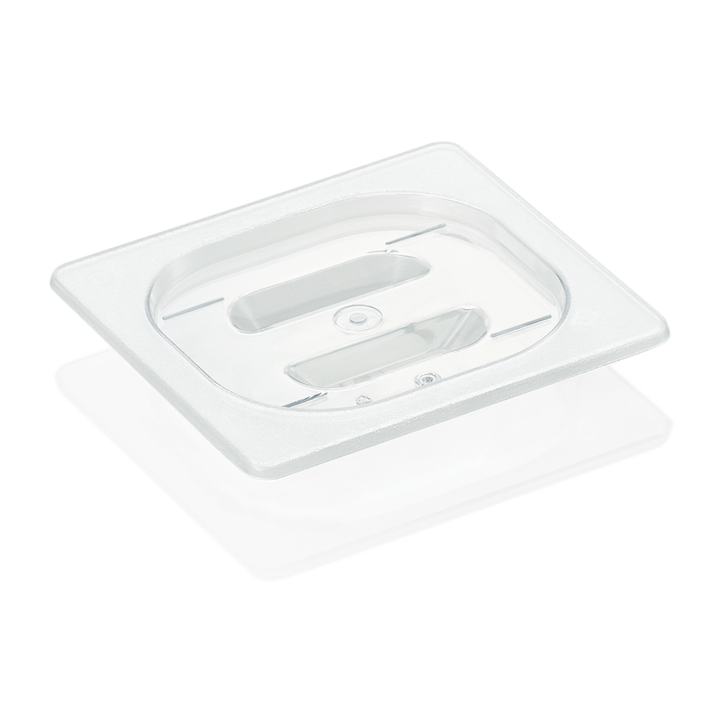 Transparenter GN-Deckel aus Kunststoff.