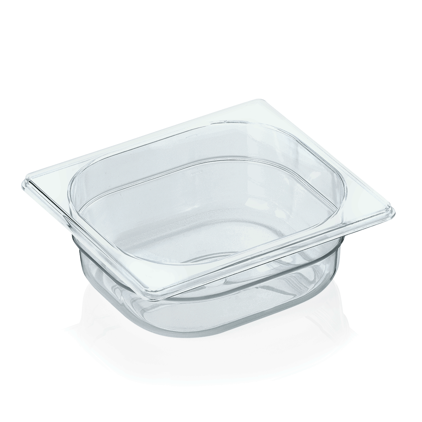 Transparente GN-Schale mit Deckel.