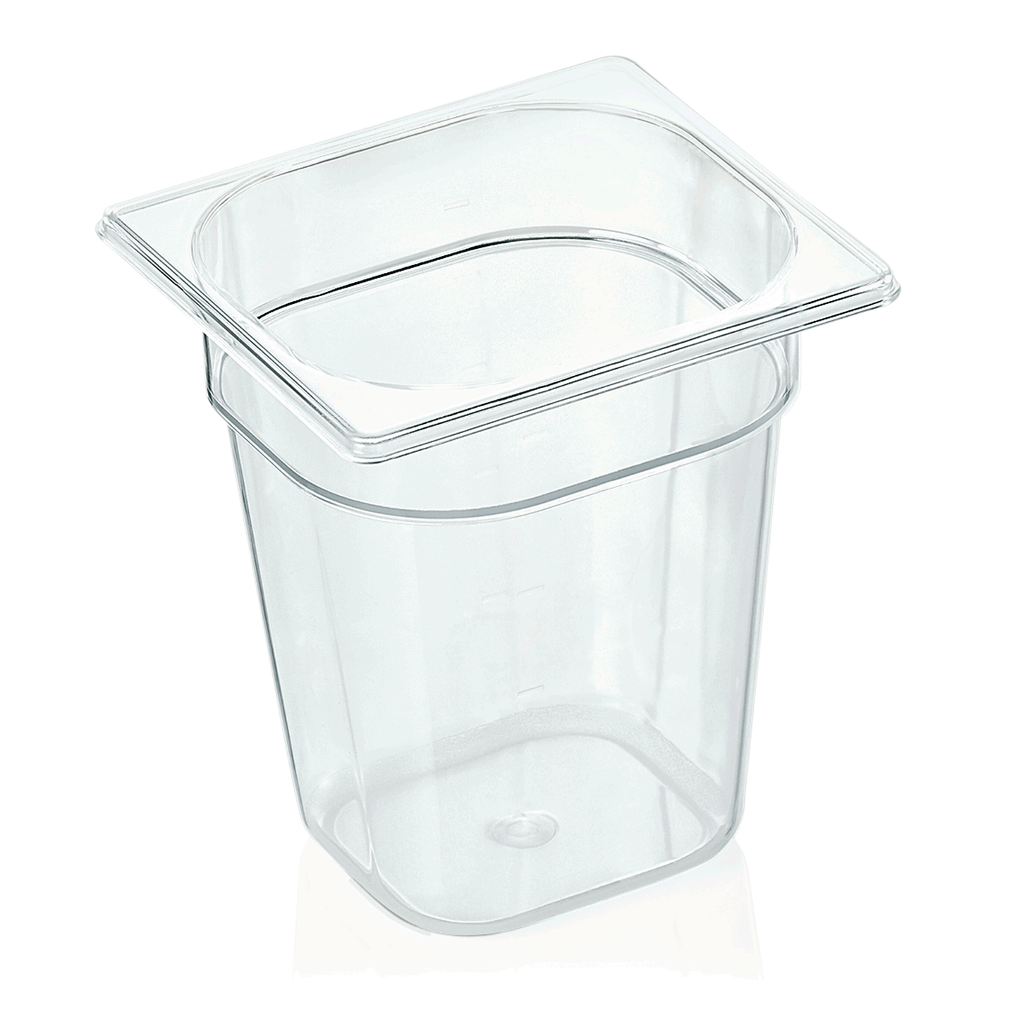 Transparenter GN-Behälter mit Deckel.