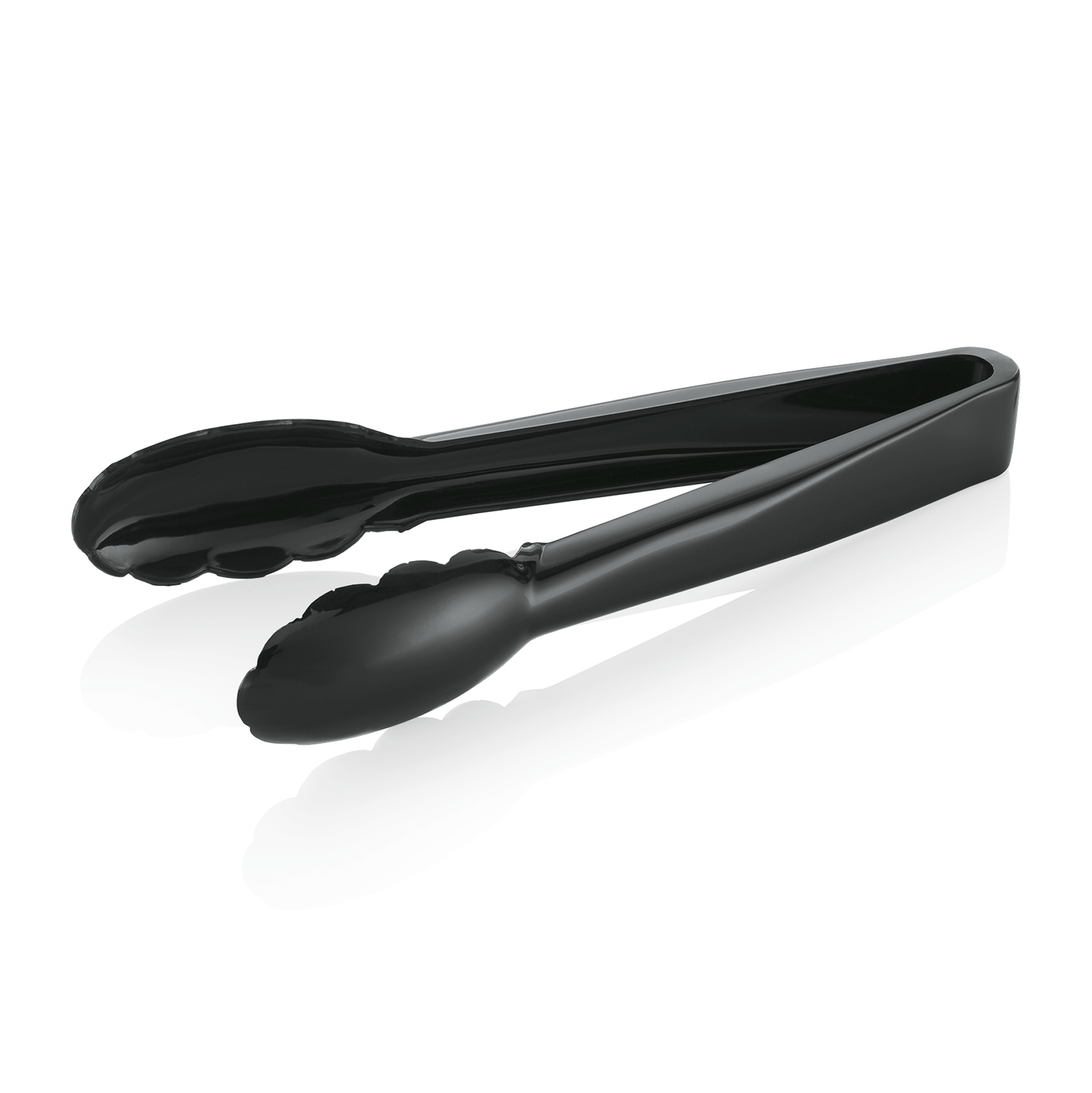 Schwarze Küchenzange auf weißem Hintergrund.