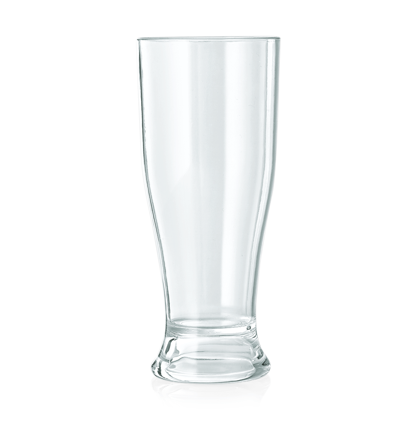 Leeres Bierglas auf weißem Hintergrund.