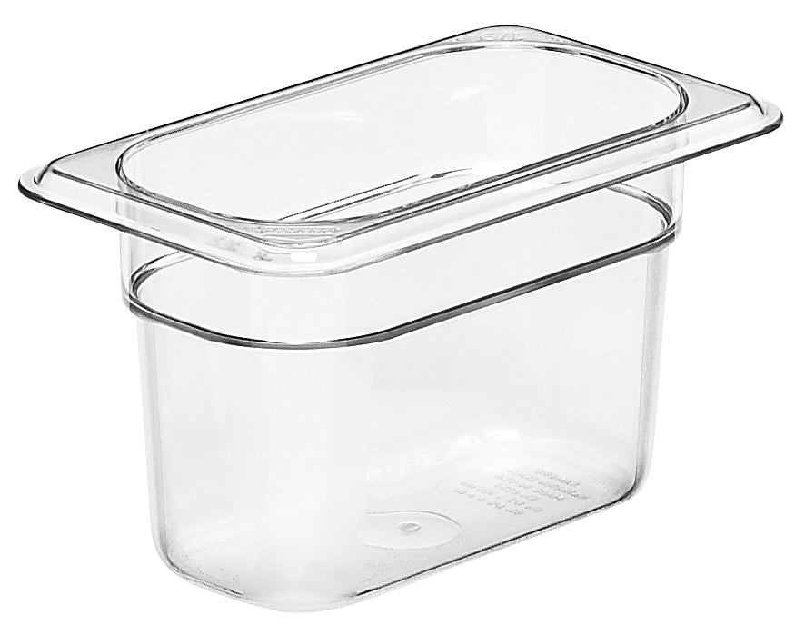 Transparenter GN-Behälter aus Kunststoff.