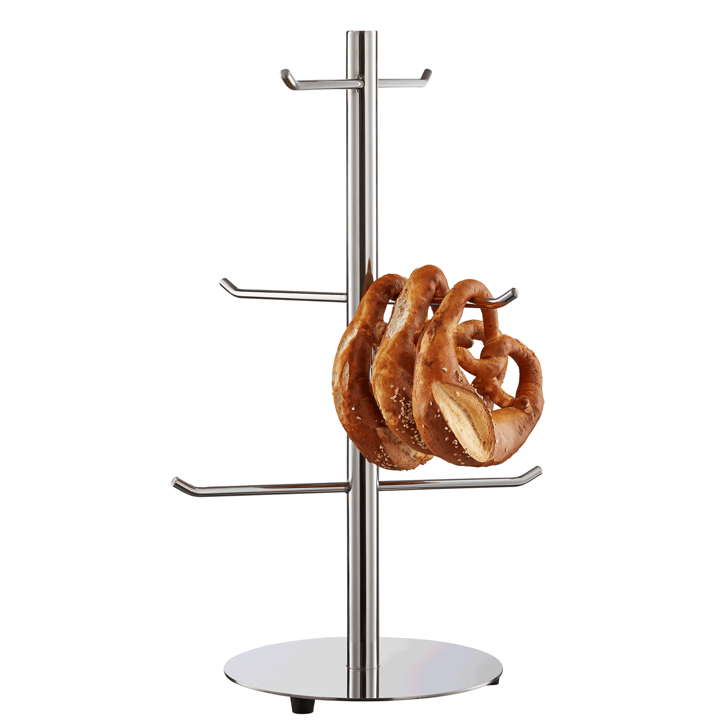 Brezenständer mit Brezen aus Metall.