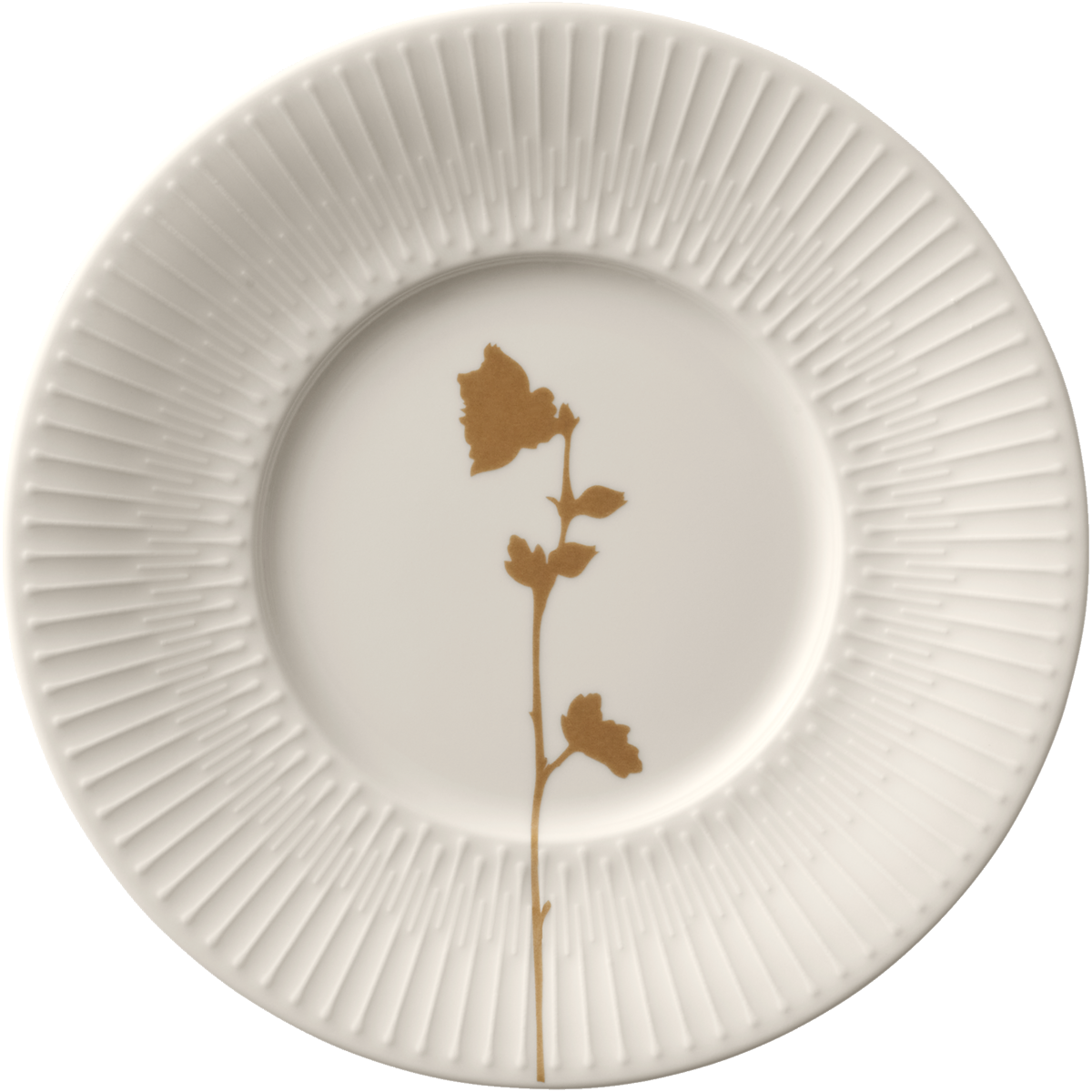 Weiße Teller mit Blumenmuster.