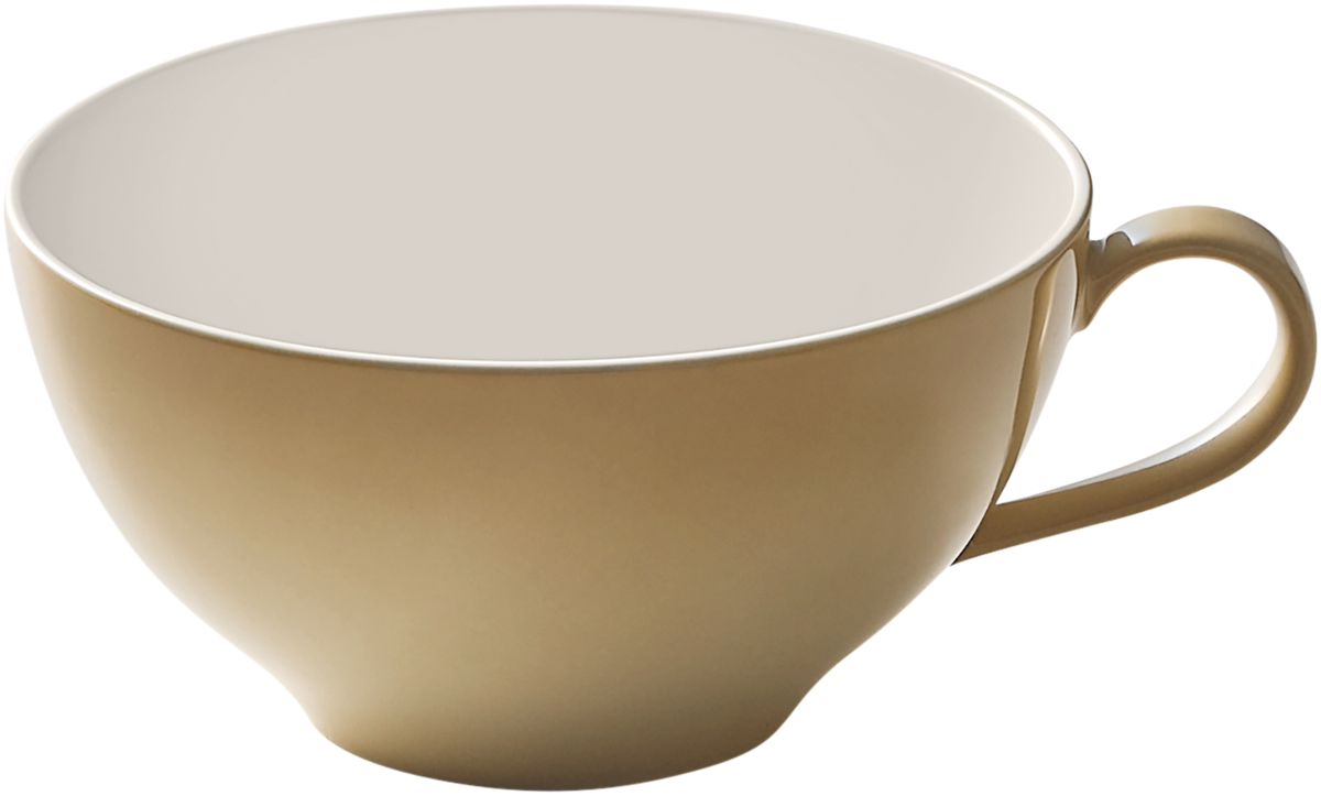 Braune Tasse mit Henkel.