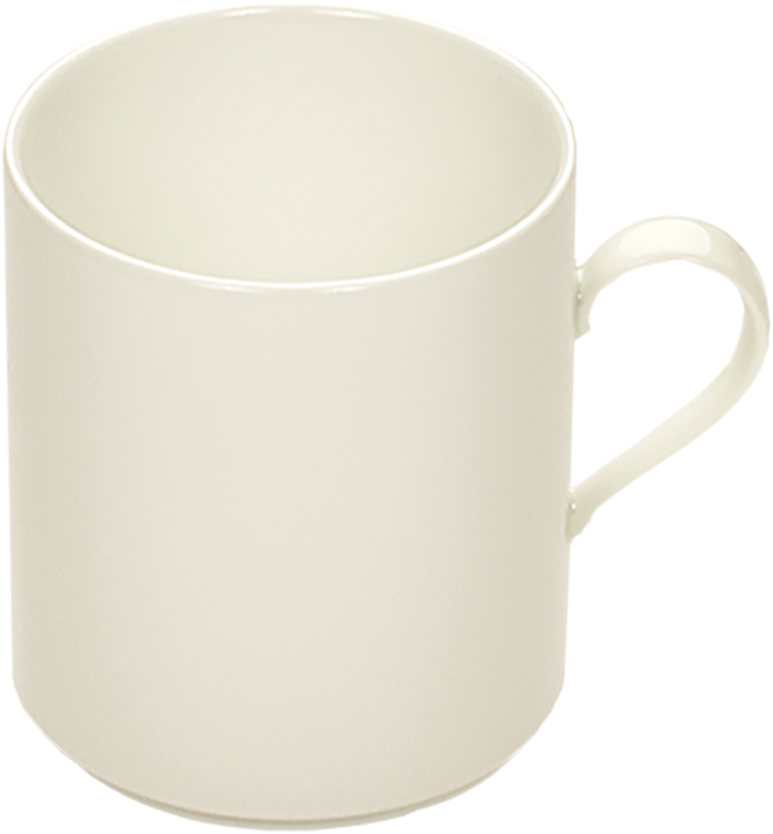 Weiße Tasse ohne Dekor.
