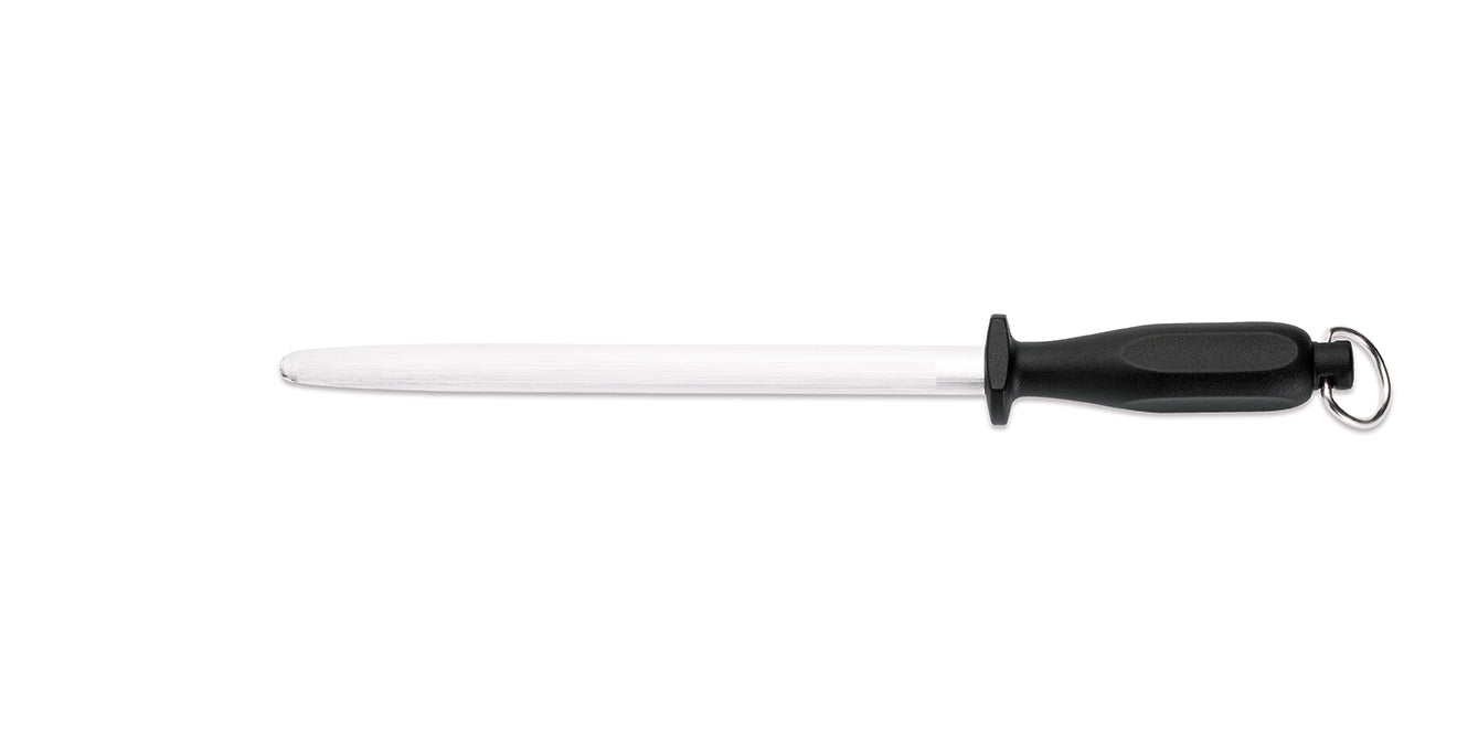 Wetzstahl mit schwarzem Griff.