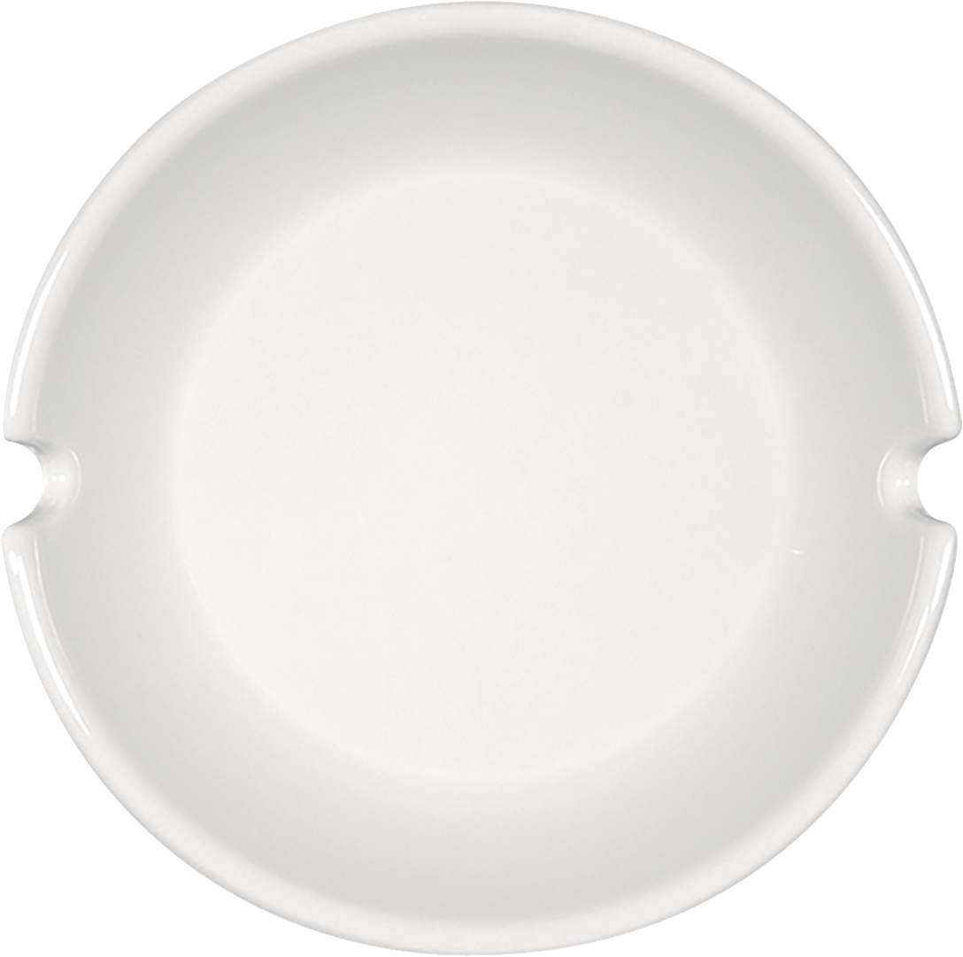 Weiße, moderne Porzellanschale, seitlich.