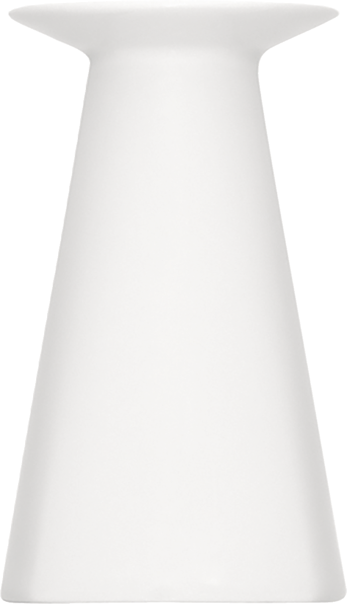 Weiße, konische Vase aus Porzellan.