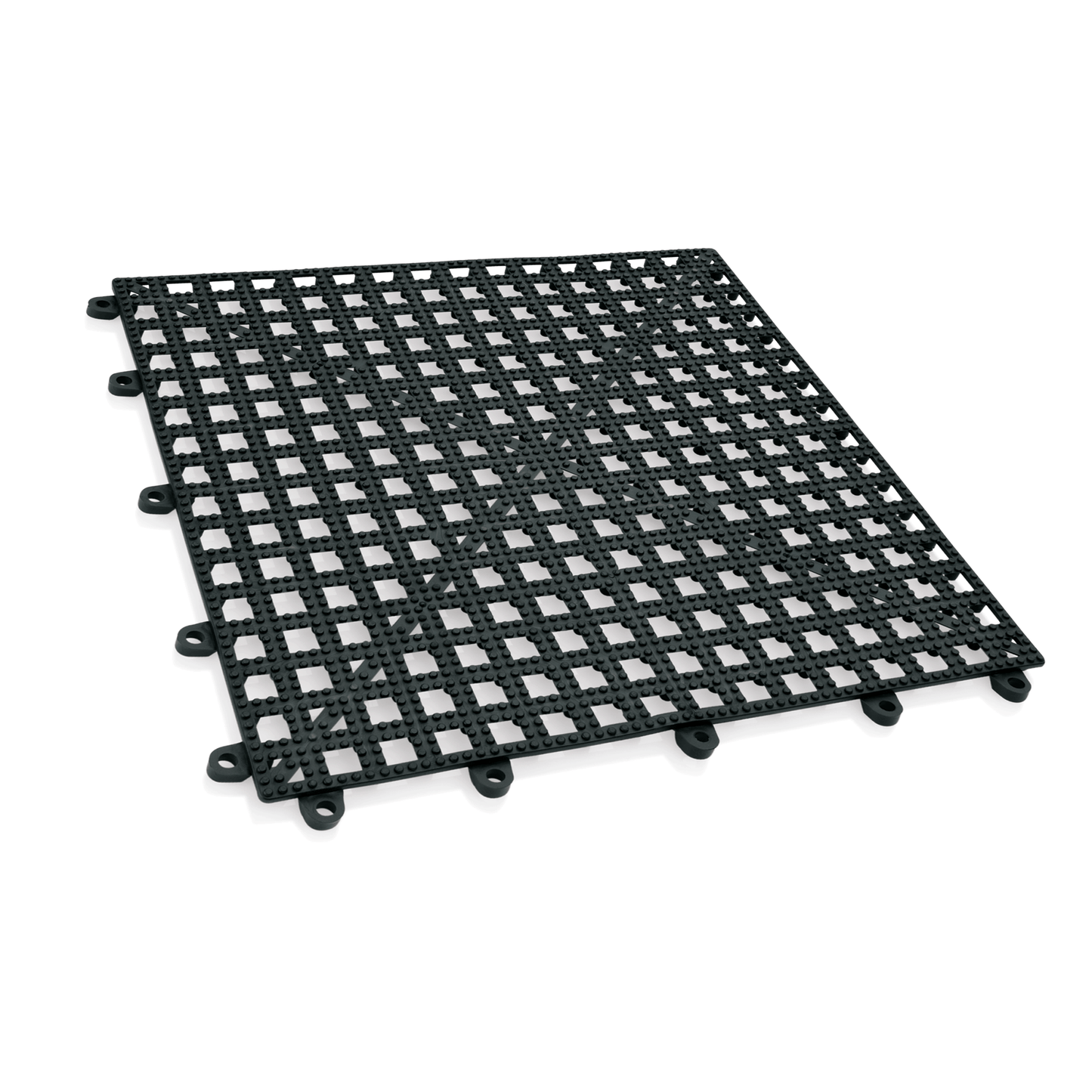 Schwarze rutschfeste Bodenmatte Quadrat.