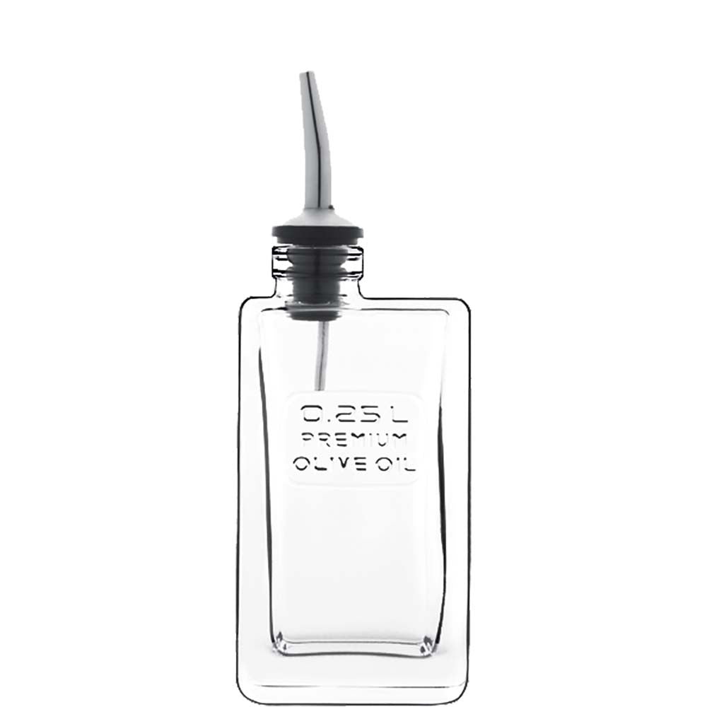 Ölflasche mit Ausgießer, transparent.