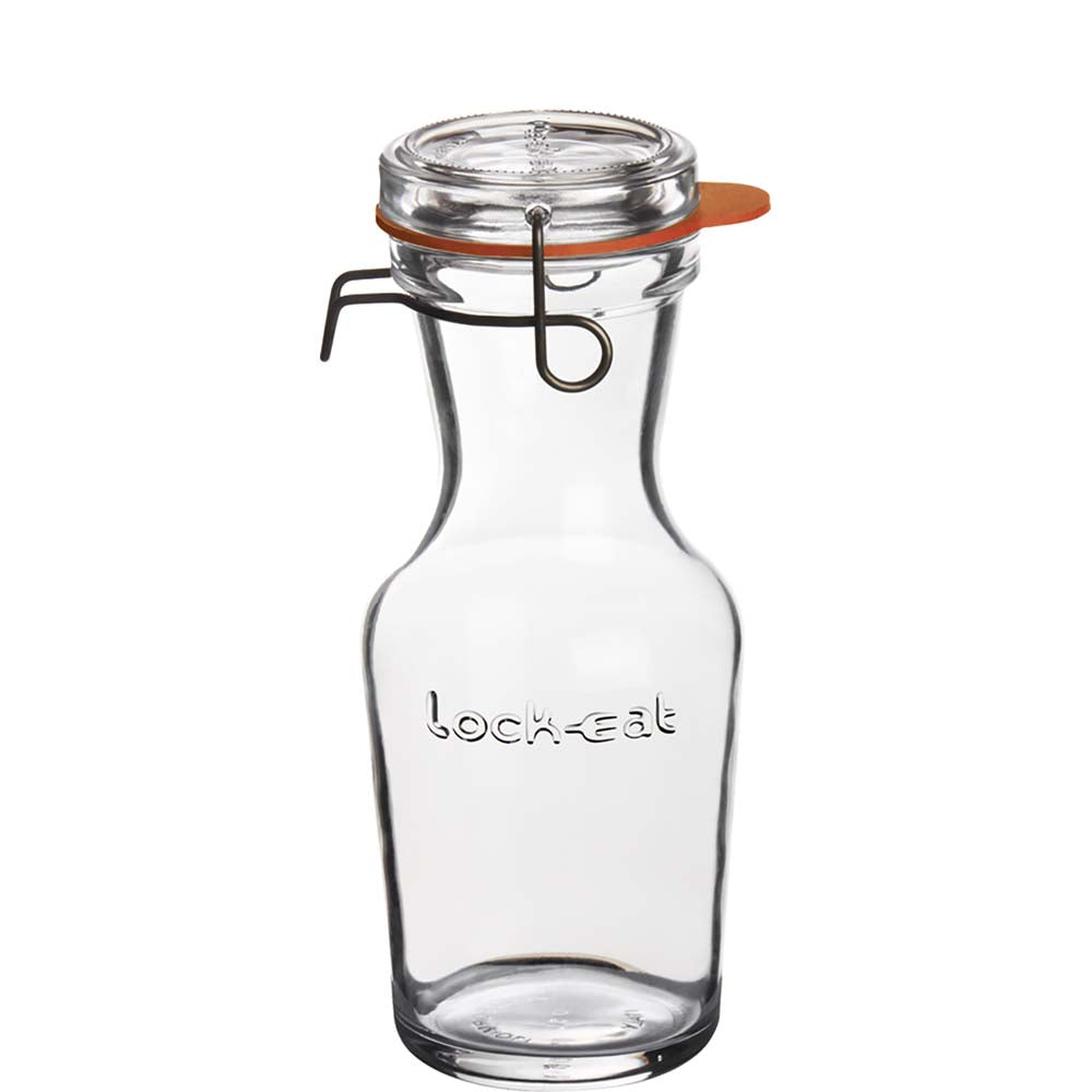 Glasflasche mit Bügelverschluss.