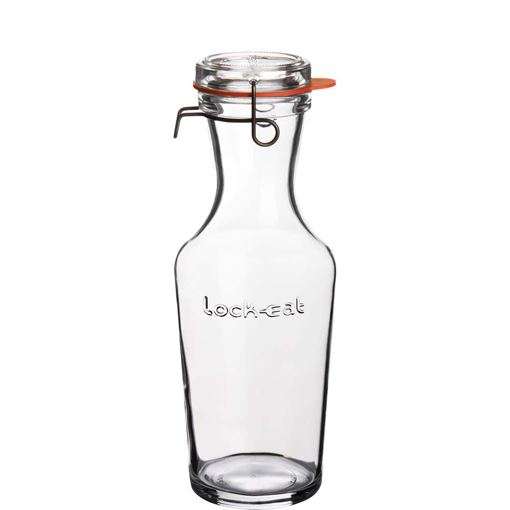 Glasflasche mit Bügelverschluss.