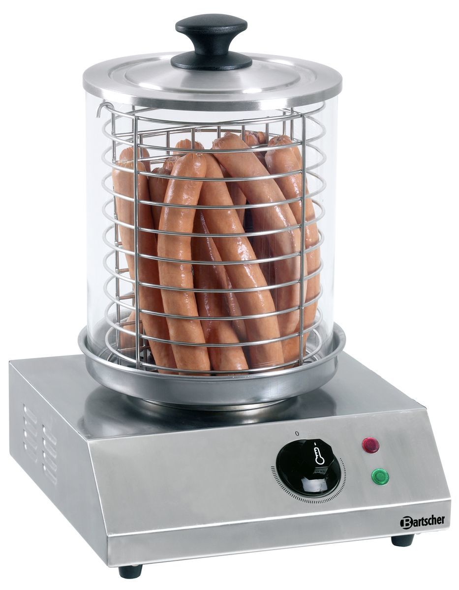 Wurstwärmer mit Würstchen im Glas.