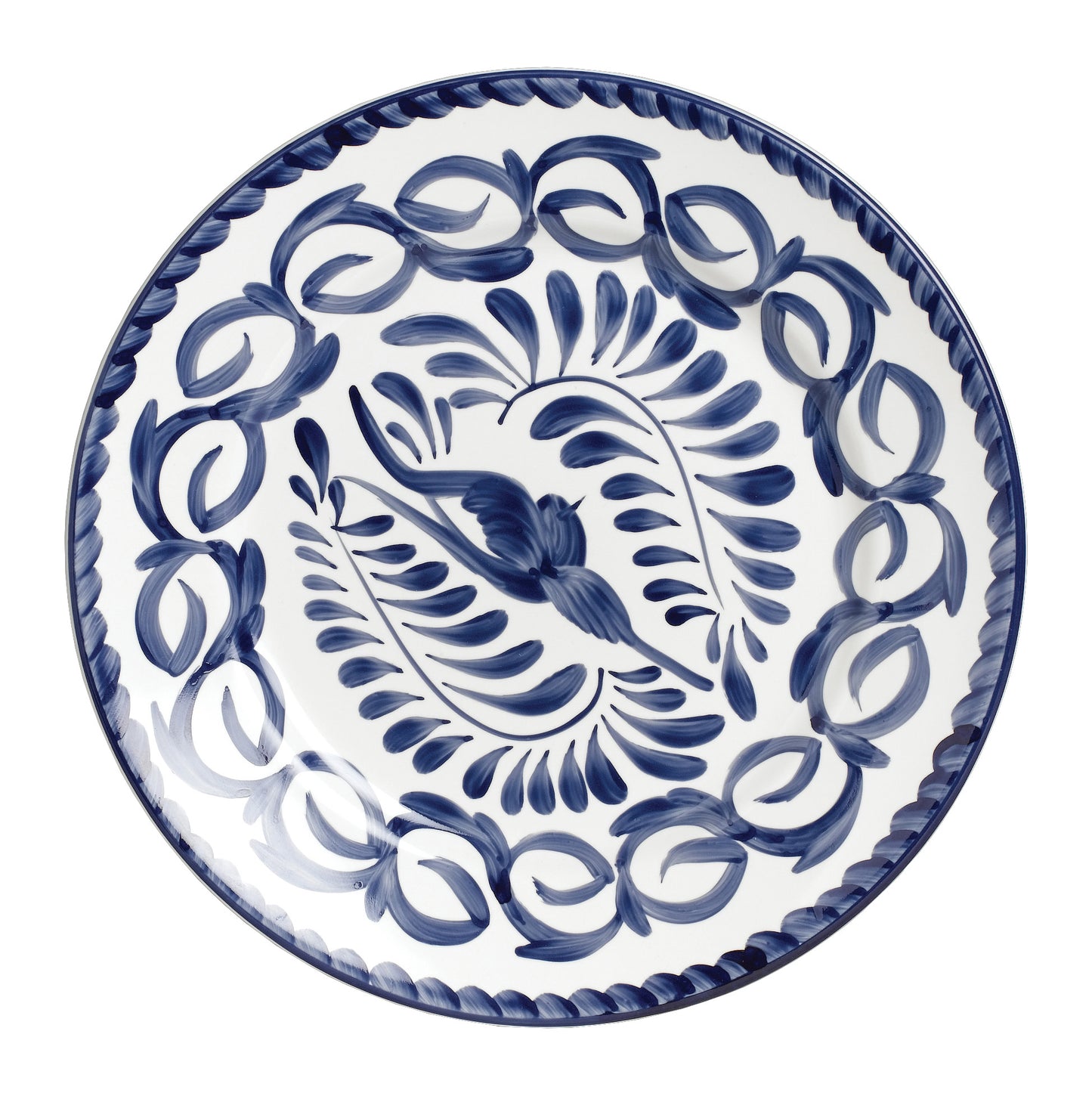 Blau-weiß gemusterter Teller.