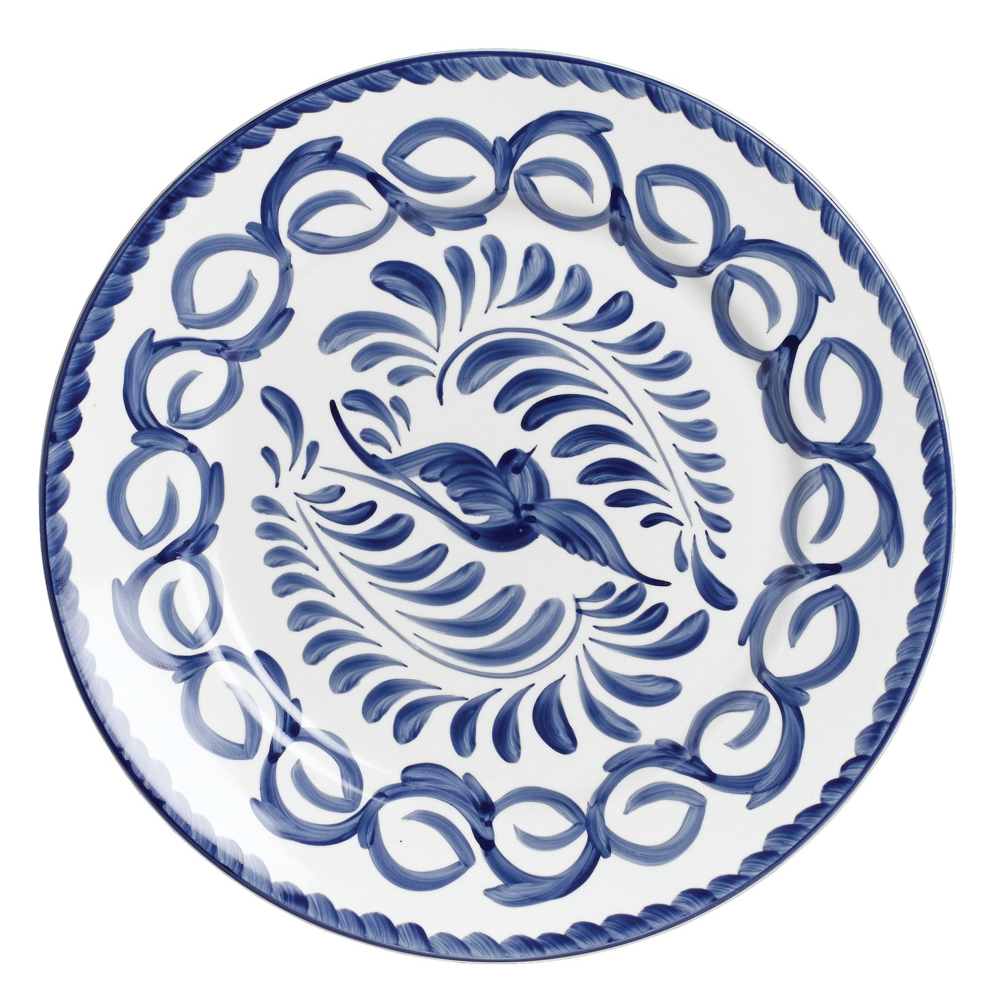 Blau-weißes dekoratives Porzellanteller.