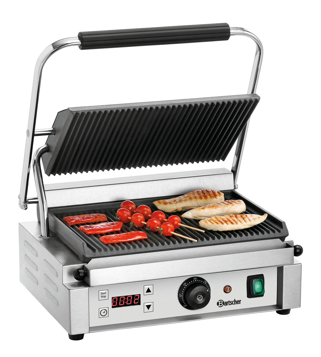 Kontaktgrill mit gegrilltem Gemüse.