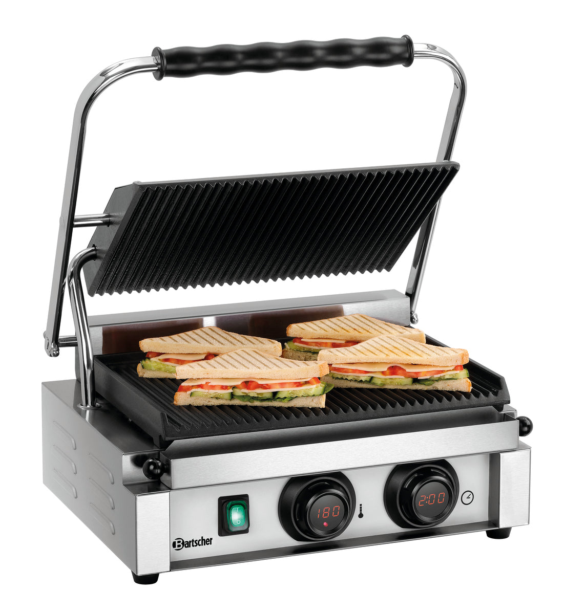 Kontaktgrill mit belegten Paninis.