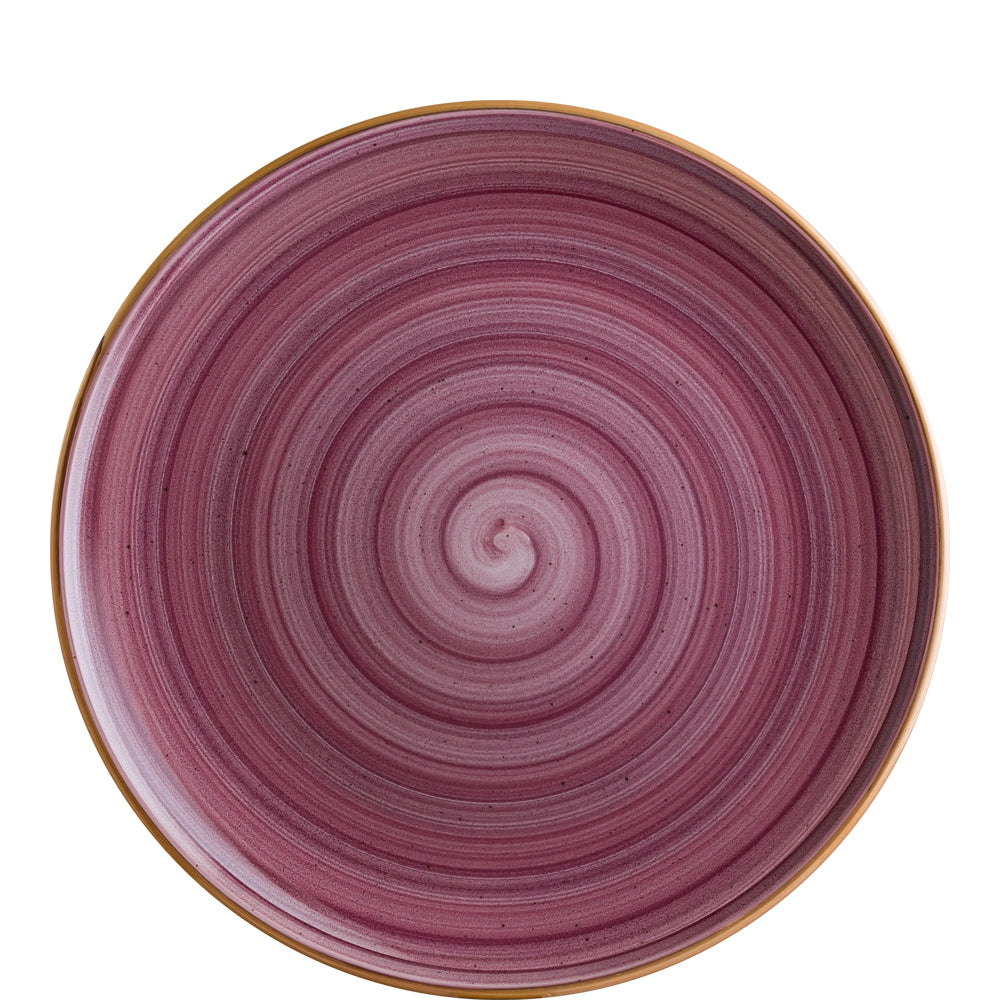 Lila Teller mit Spiralmuster.