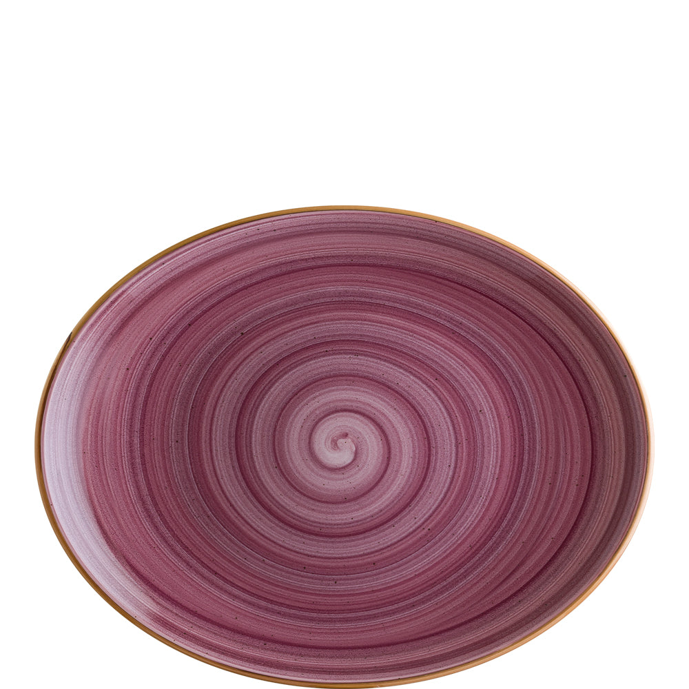 Lila Teller mit Spiralmuster.