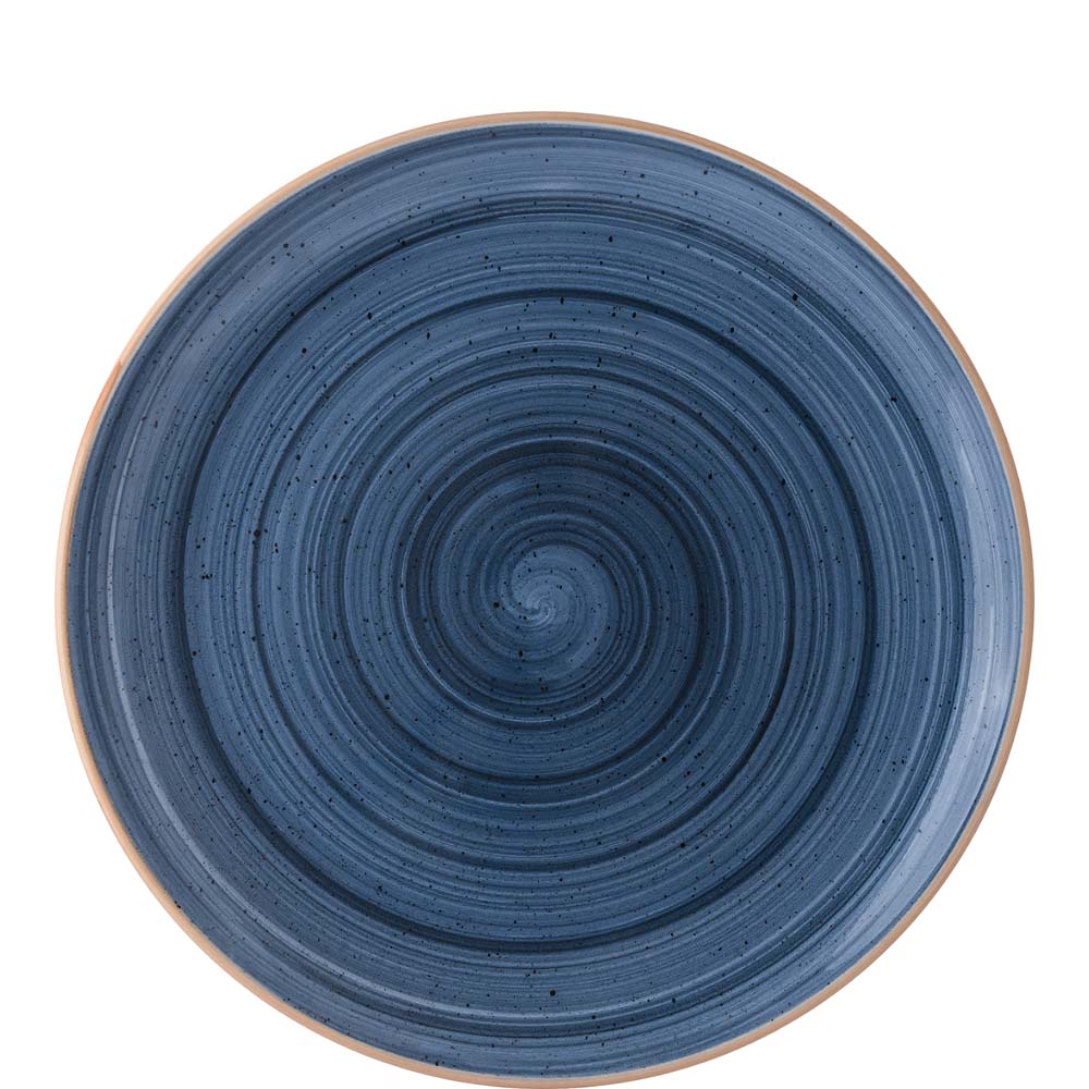 Blauer, spiralförmiger Keramikteller.