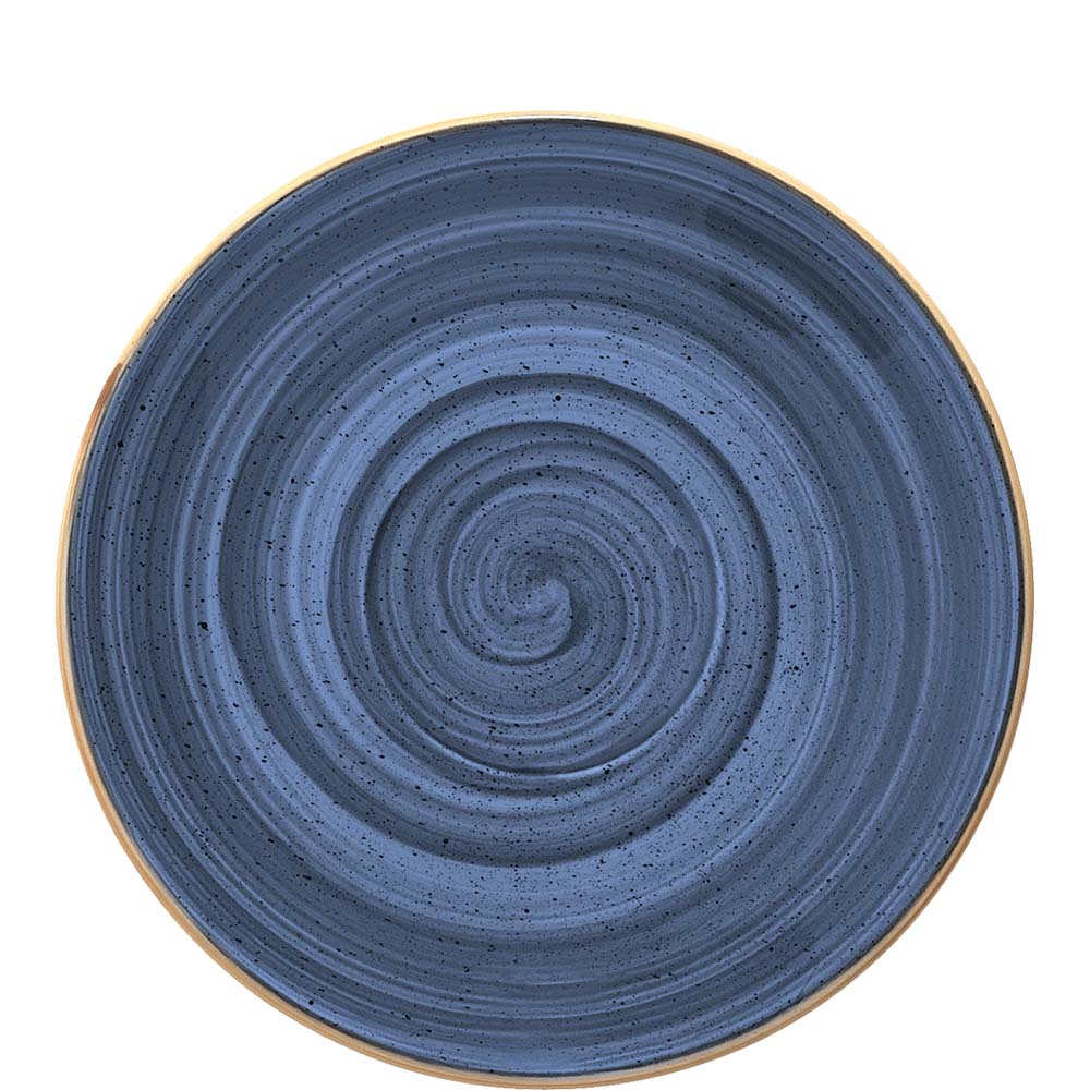 Blauer Keramik-Teller mit Spiralmuster