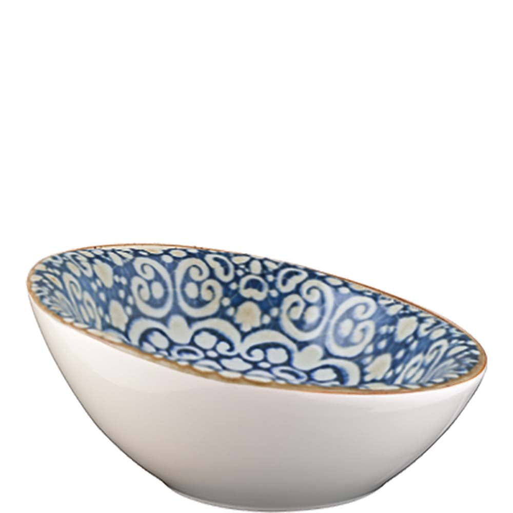 Schüssel mit blauem Muster.