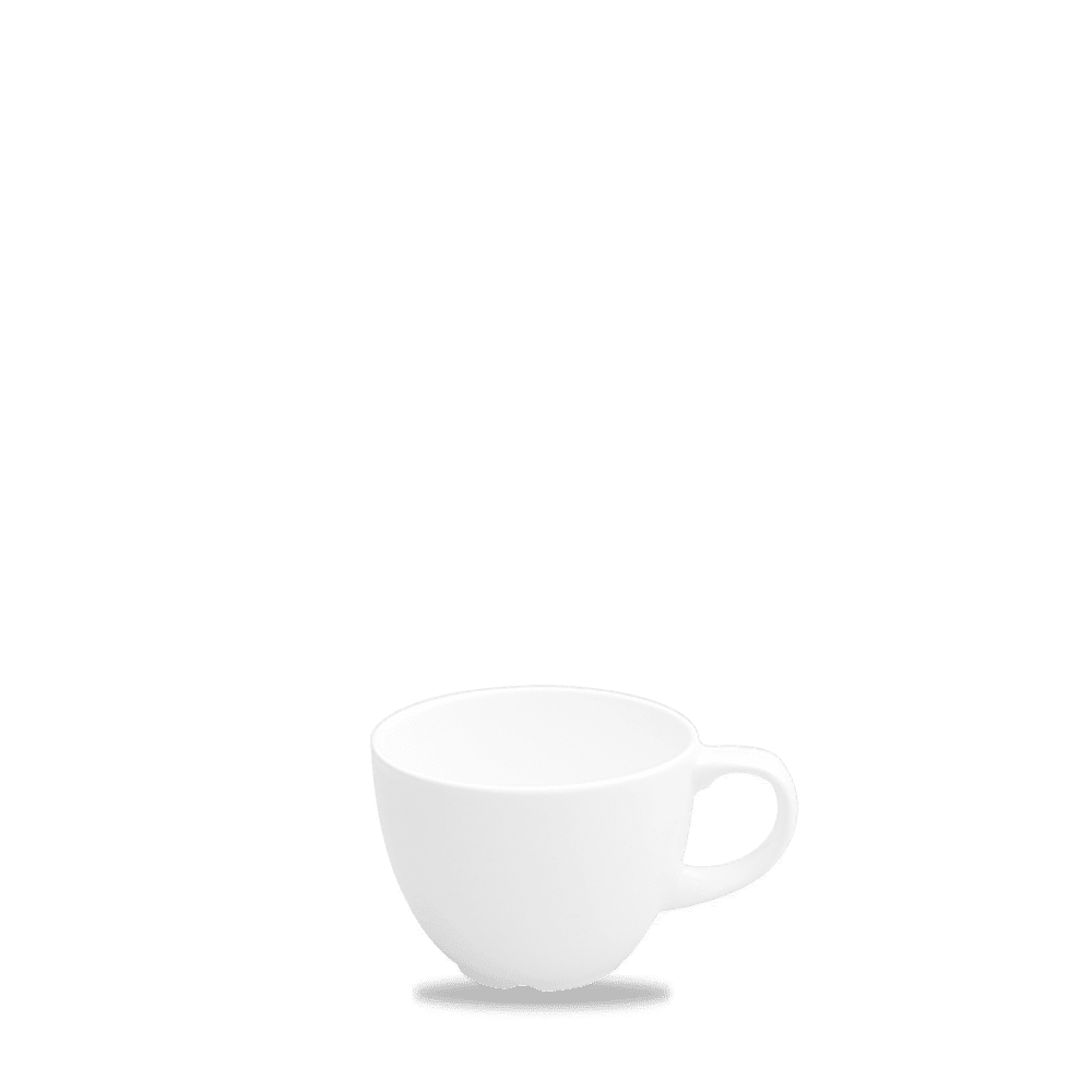 Weiße Kaffeetasse auf weißem Hintergrund