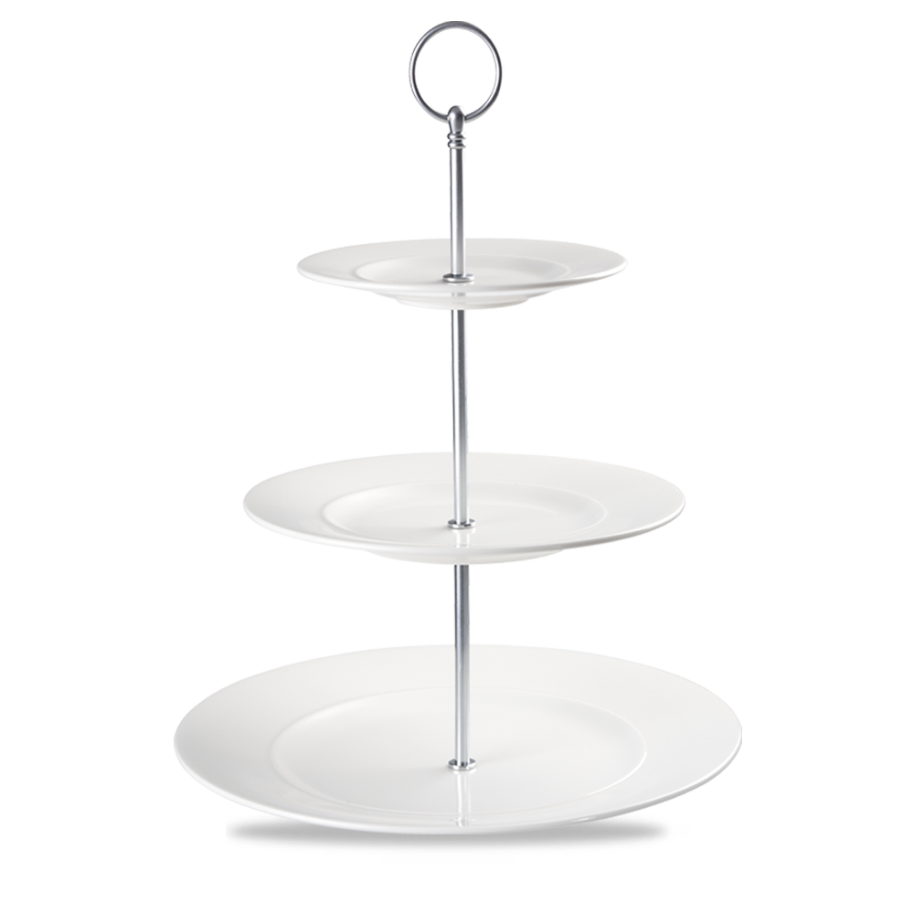 Dreistöckige Etagere aus Porzellan.