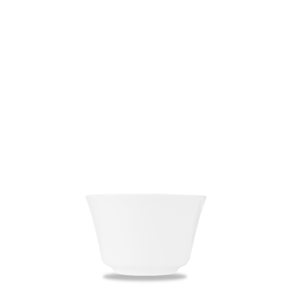 Weiße Schüssel auf weißem Hintergrund.